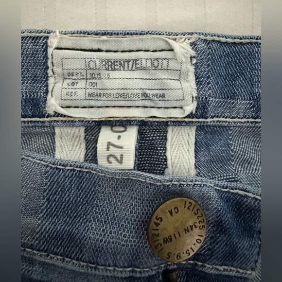 Current/Elliott The Fling Slim Boyfriend Checkered Jeans Distressed Blue Size 27 - Picture 6 of 16
